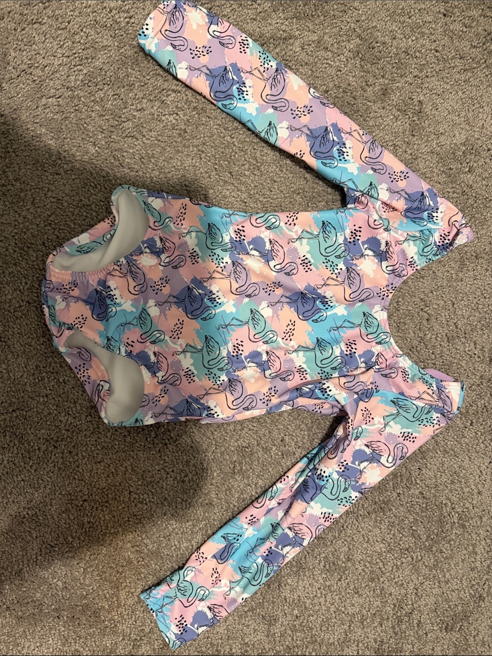 Tidewater Tots Flamingo Print Bow Back Bathing Suit